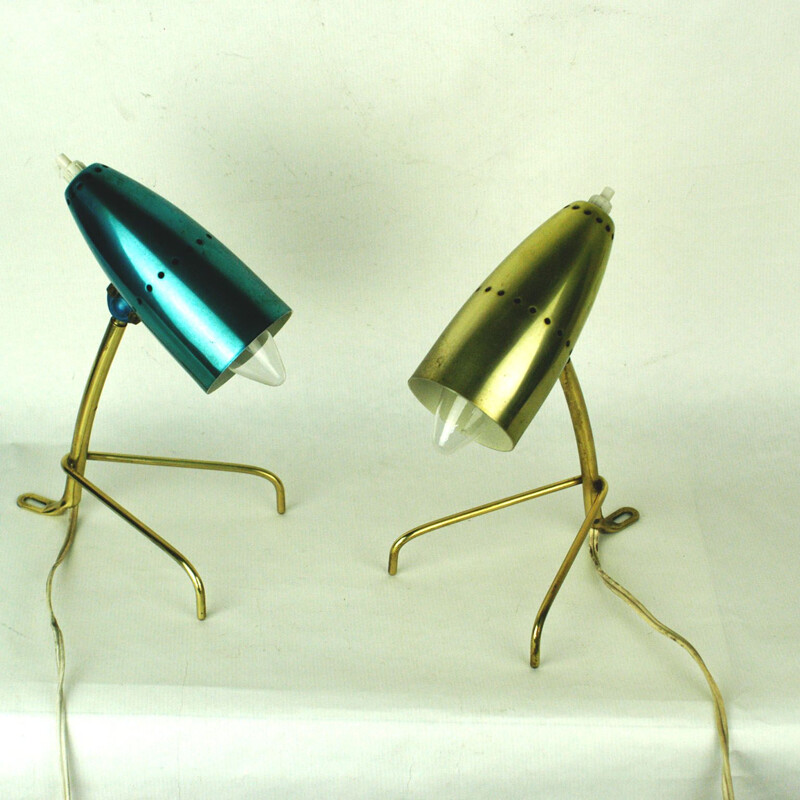 Set of 2 vintage Austrian table lamps in brass by Rupert Nikoll