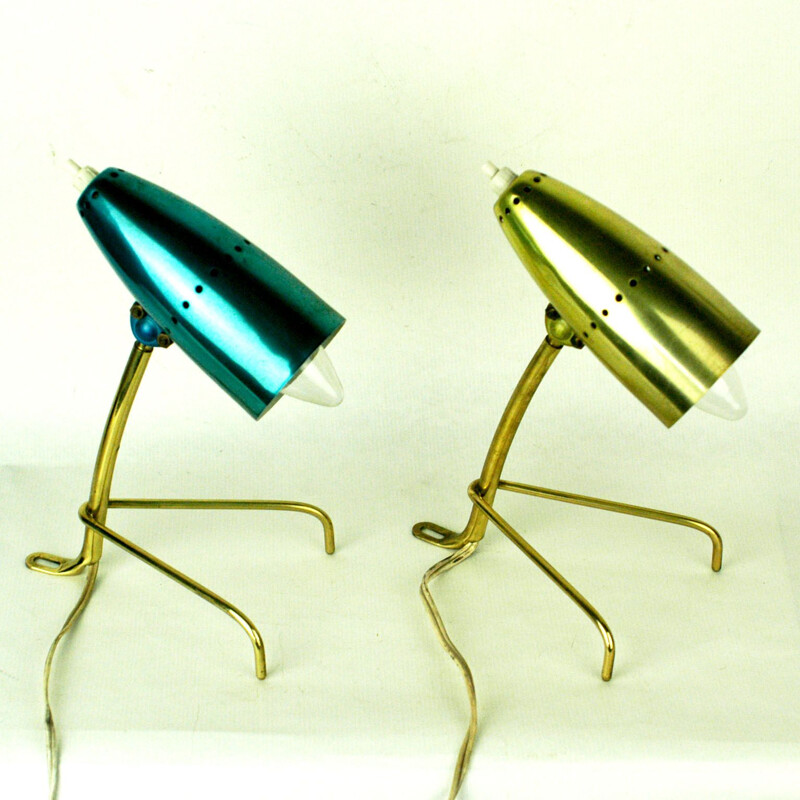 Set of 2 vintage Austrian table lamps in brass by Rupert Nikoll