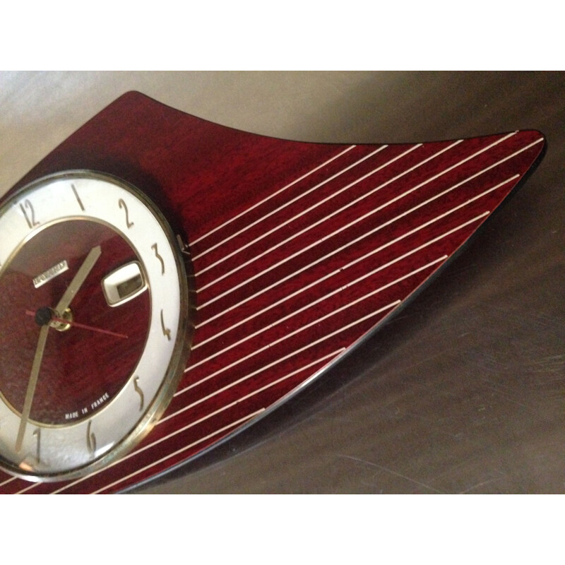 Vintage French wall clock in formica by Bayard