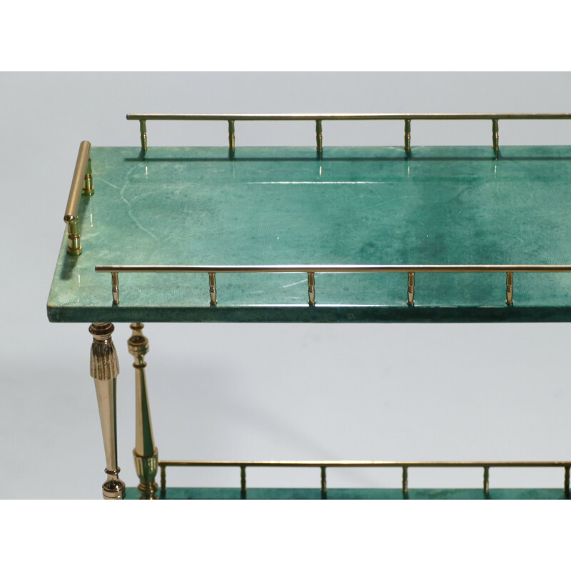 Vintage bar service in parchment and brass by Aldo Tura