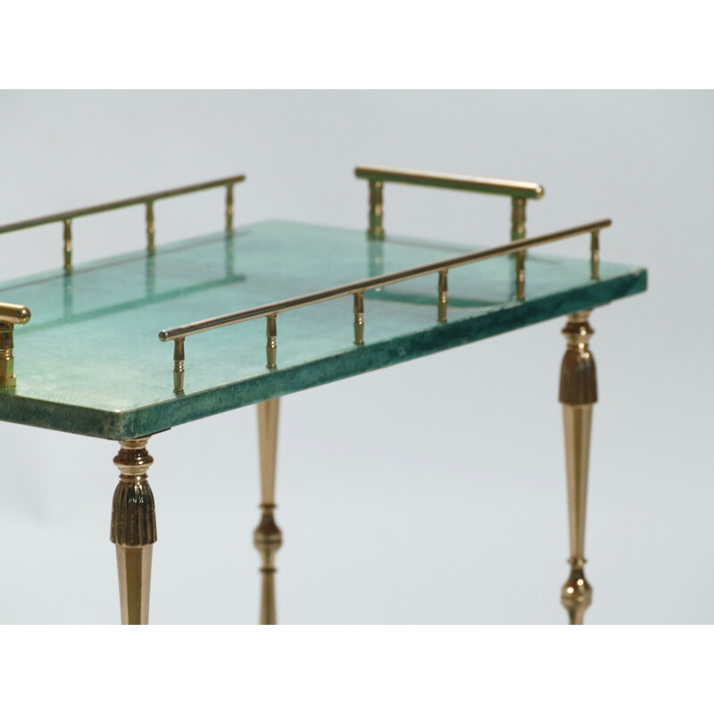 Vintage bar service in parchment and brass by Aldo Tura