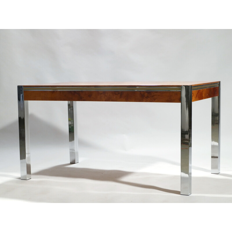 Dining table in chrome and brass 1970
