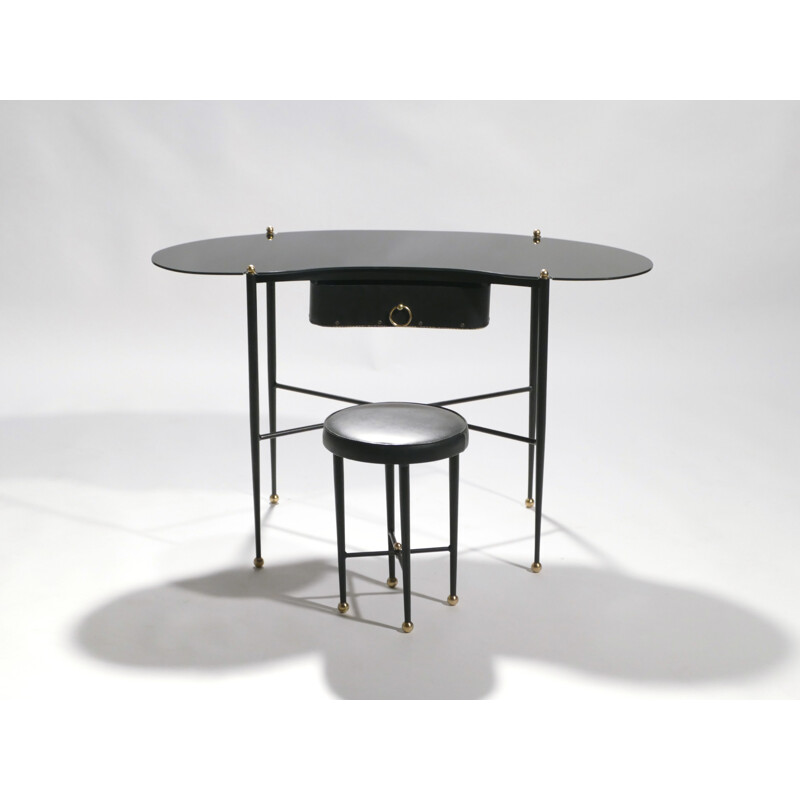 Vanity office and stool by Jacques Adnet 