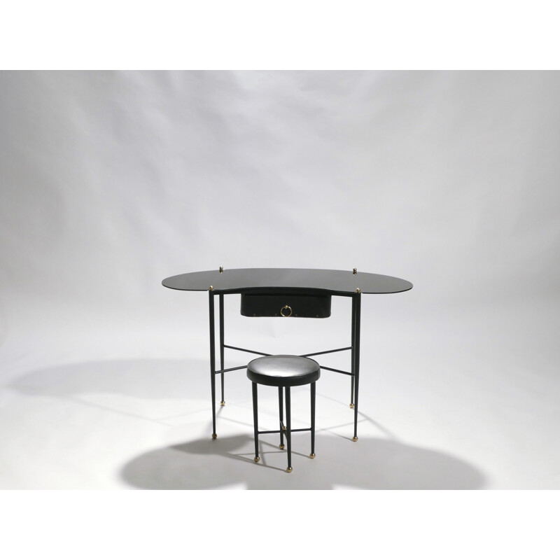 Vanity office and stool by Jacques Adnet 