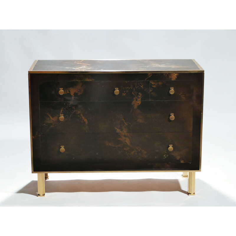 Vintage dresser in lacquered brass by Maison Jansen