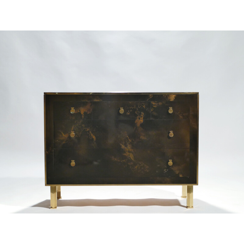 Vintage dresser in lacquered brass by Maison Jansen