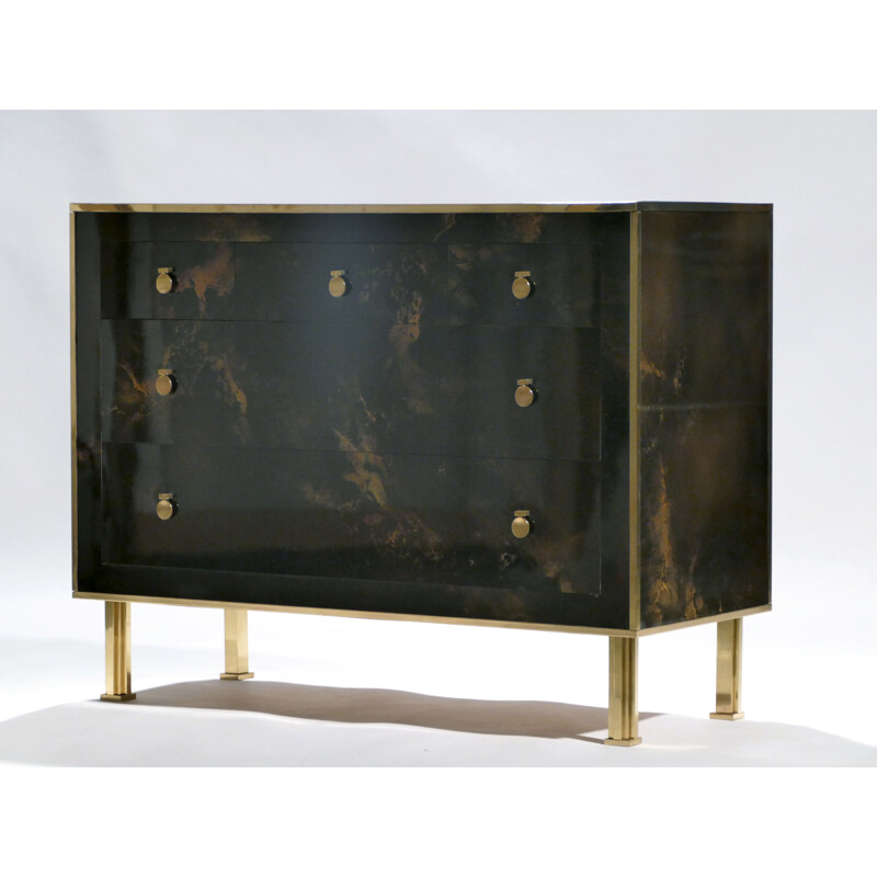 Vintage dresser in lacquered brass by Maison Jansen