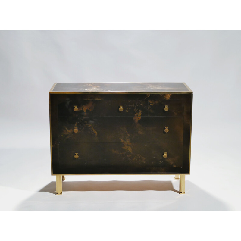 Vintage dresser in lacquered brass by Maison Jansen