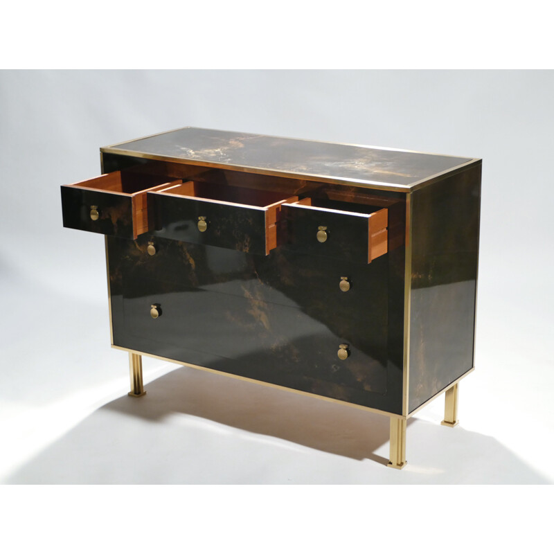 Vintage dresser in lacquered brass by Maison Jansen