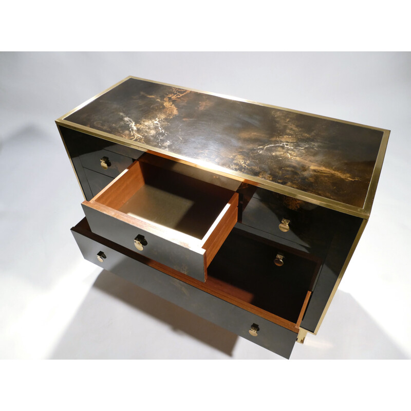 Vintage dresser in lacquered brass by Maison Jansen