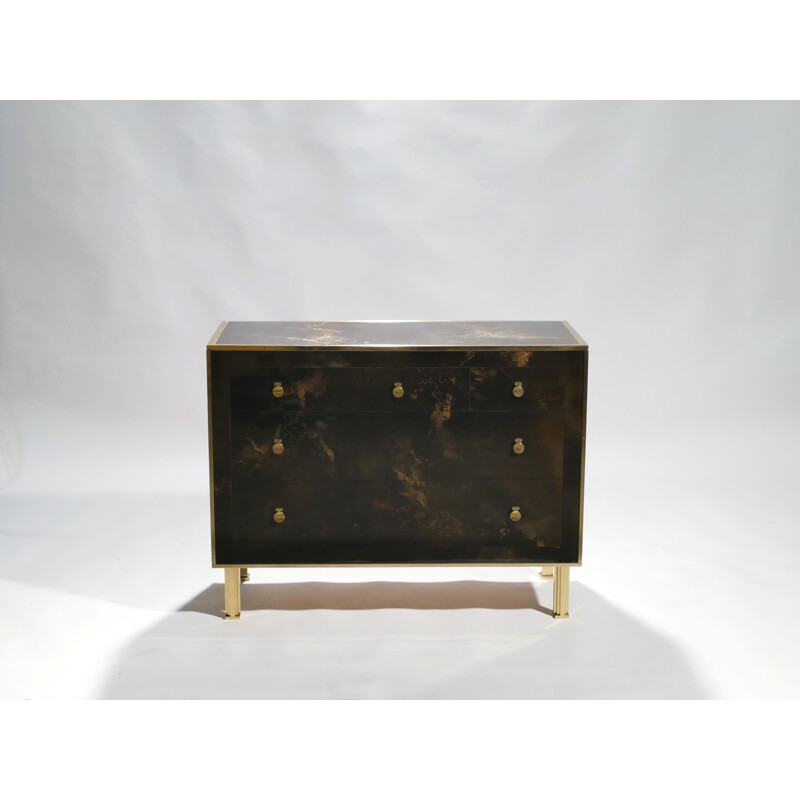 Vintage dresser in lacquered brass by Maison Jansen