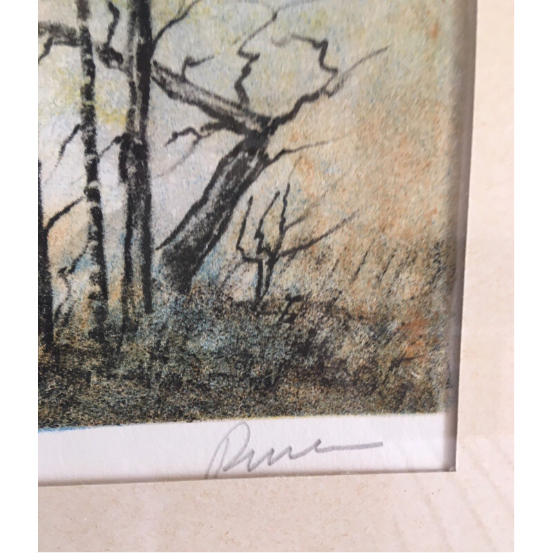 Vintage "landscape" lithography by Antonio Rivera