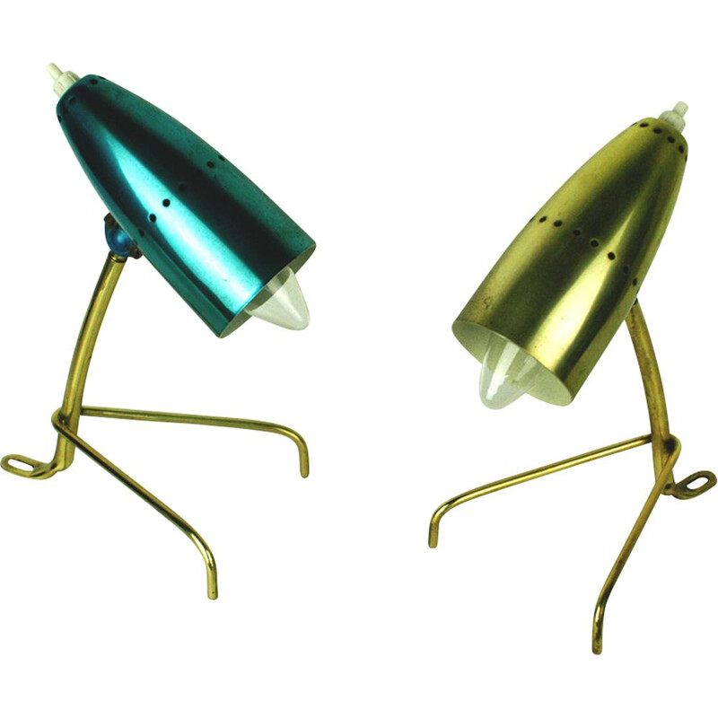 Set of 2 vintage Austrian table lamps in brass by Rupert Nikoll