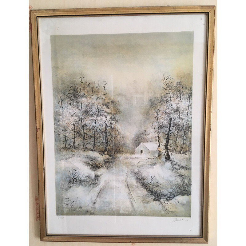 Vintage Lithography landscape by Antonio Rivera