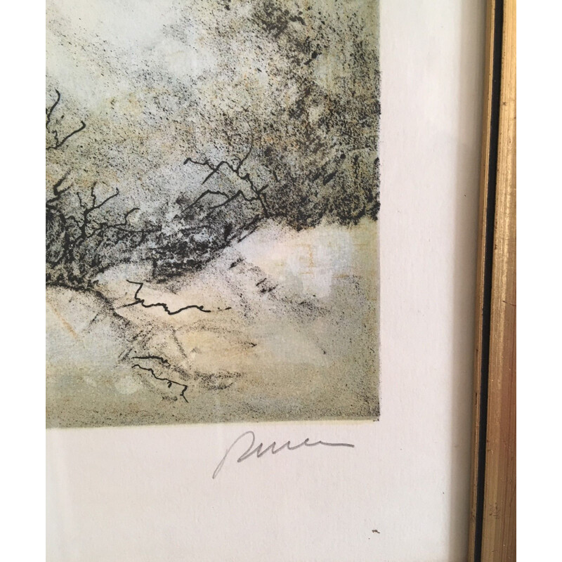 Vintage Lithography landscape by Antonio Rivera