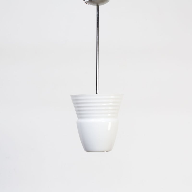 Vintage opaline pendant hanging lamp for Artemide