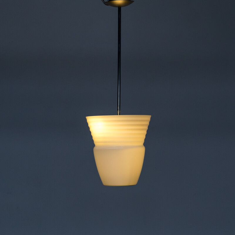 Vintage opaline pendant hanging lamp for Artemide