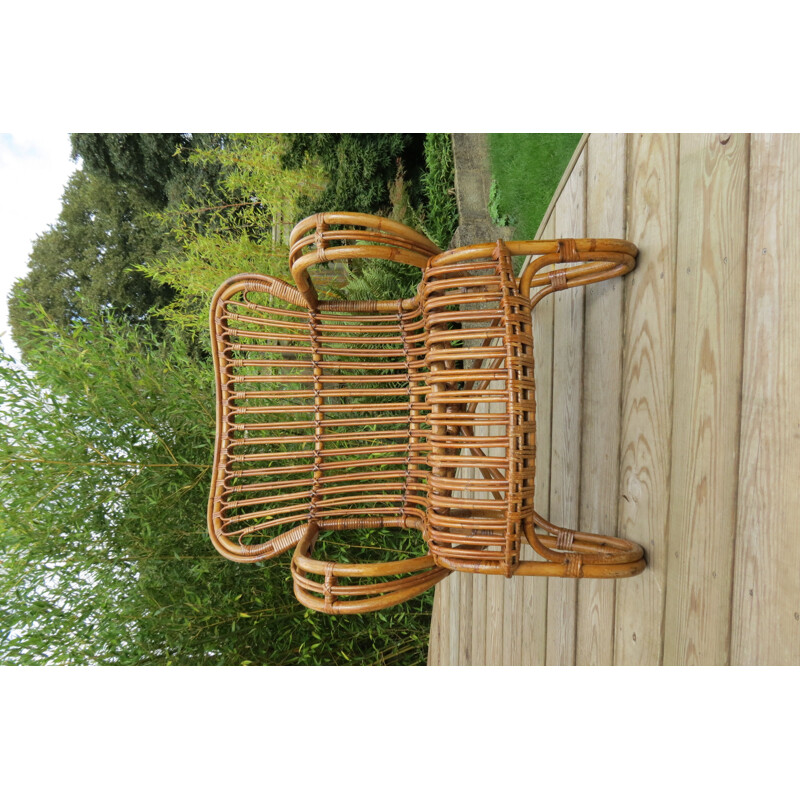 Vintage lounge chair in cane and rattan