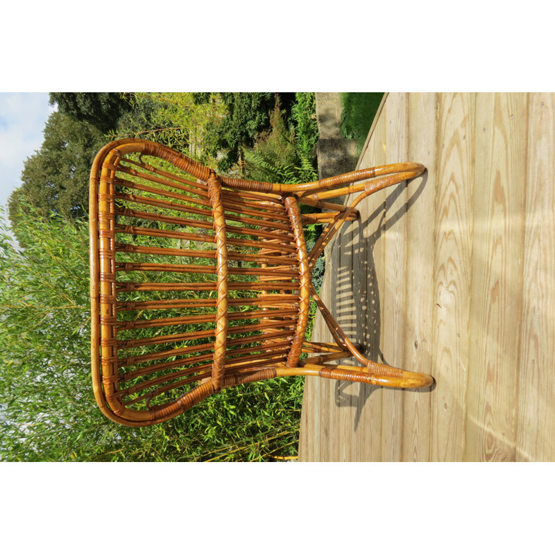 Vintage lounge chair in cane and rattan