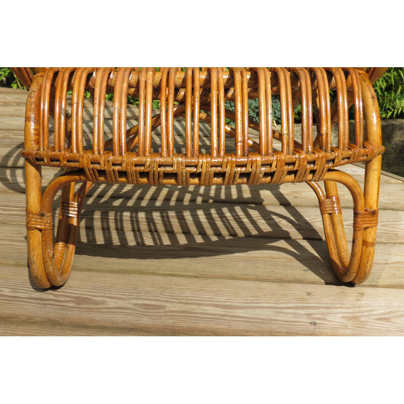 Vintage lounge chair in cane and rattan