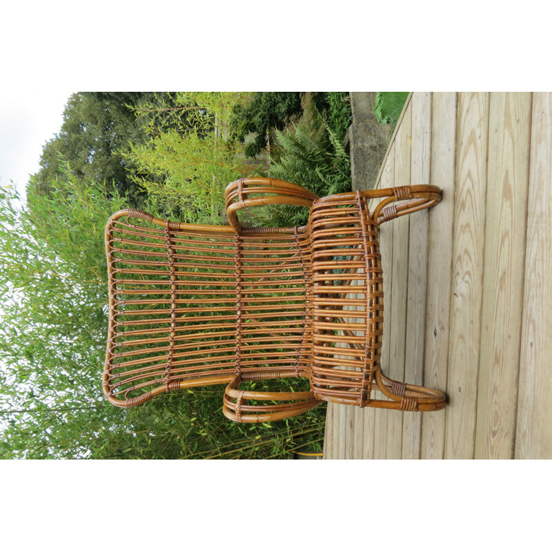 Vintage armchair in cane and rattan