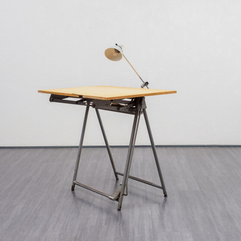 Vintage German drawing table in birch wood