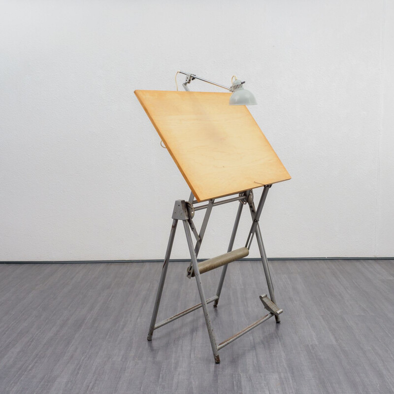 Vintage German drawing table in birch wood