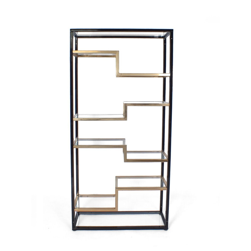 Vintage Belgian room divider in gold plated metal