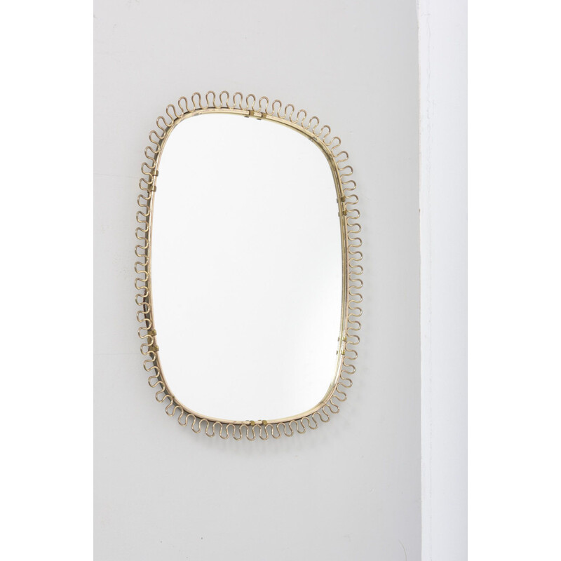 Vintage Swedish wall mirror in brass by Josef Frank