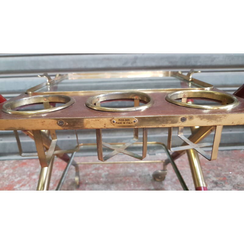 Vintage serving cart in brass by Cesare Lacca