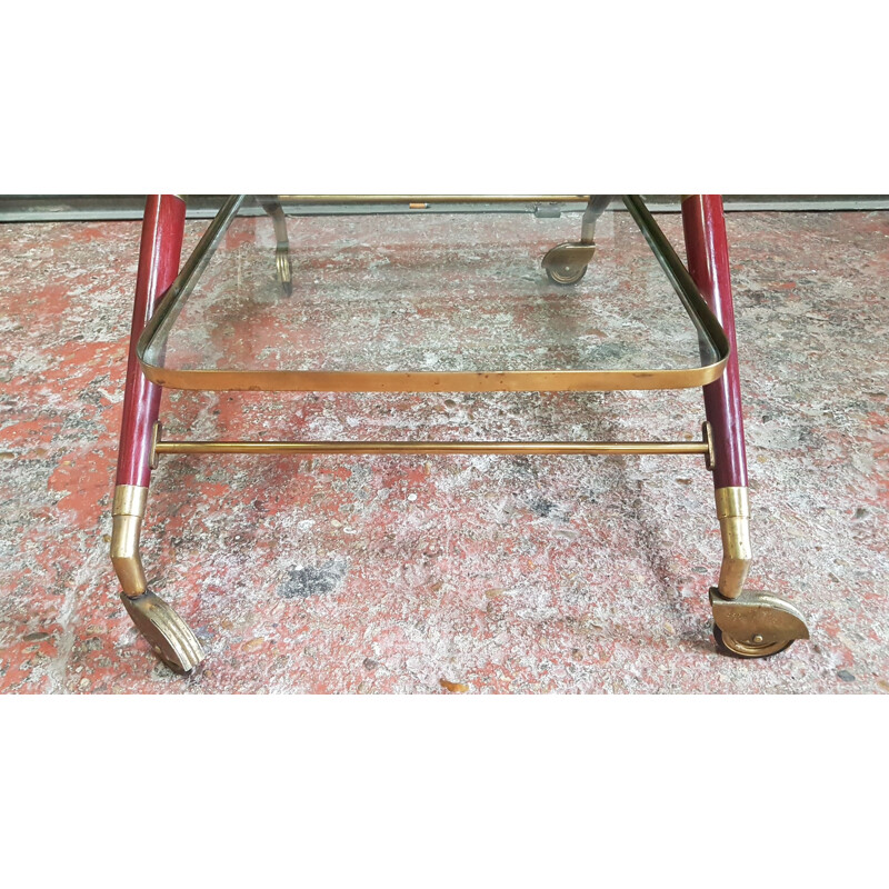 Vintage serving cart in brass by Cesare Lacca