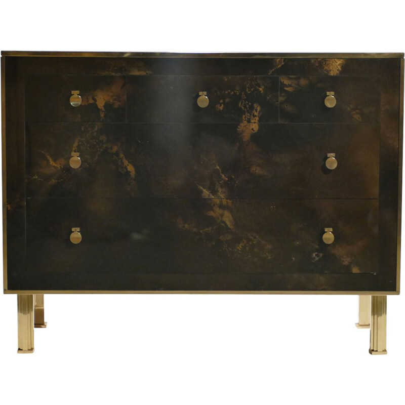 Vintage dresser in lacquered brass by Maison Jansen