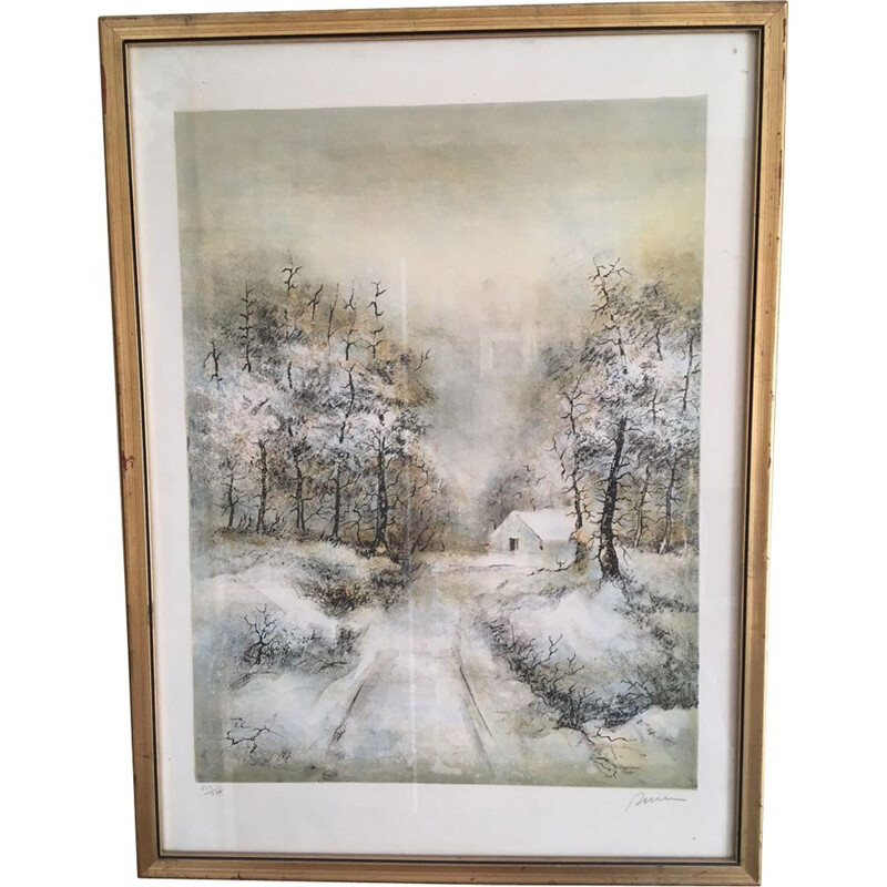 Vintage Lithography landscape by Antonio Rivera