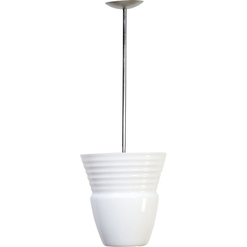 Vintage opaline pendant hanging lamp for Artemide