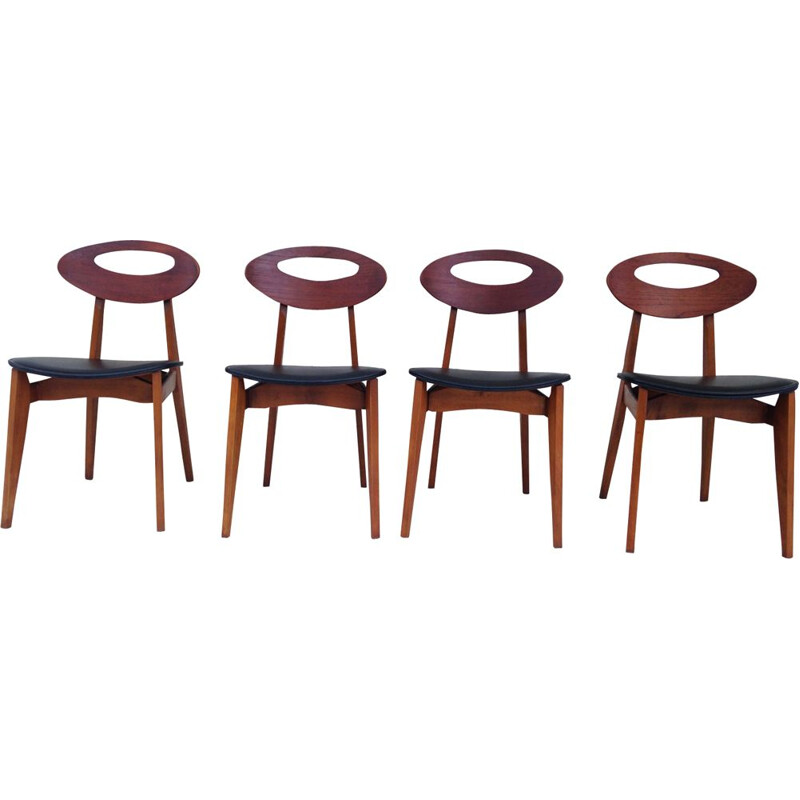 Vintage set of 4 dining chairs, by  Roger Landault for Sentou
