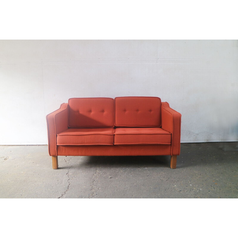 Vintage orange 2-seater scandinavian sofa 