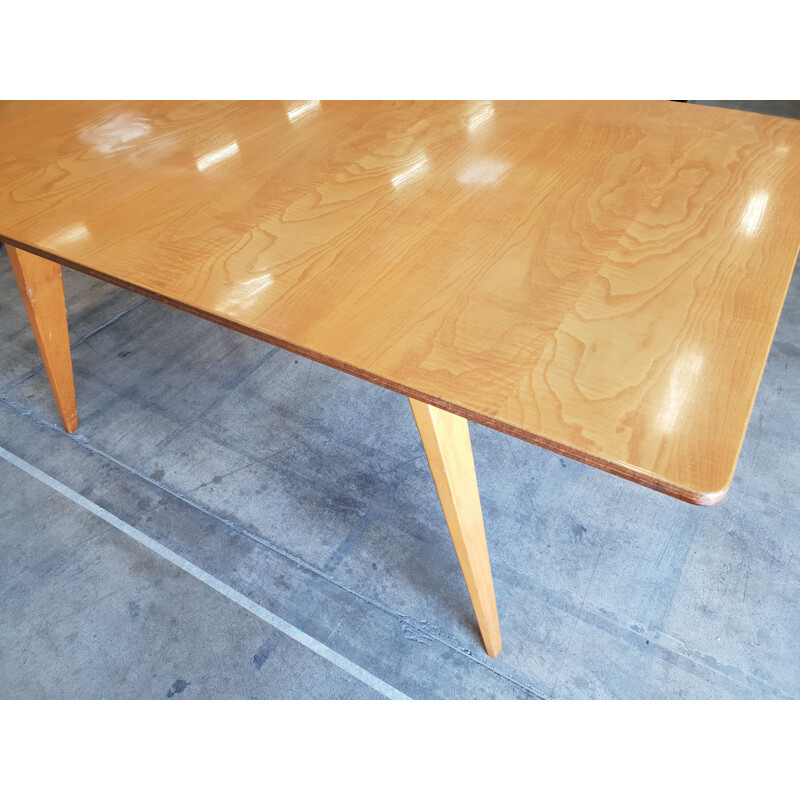 Vintage table in birch wood by André Sornay 
