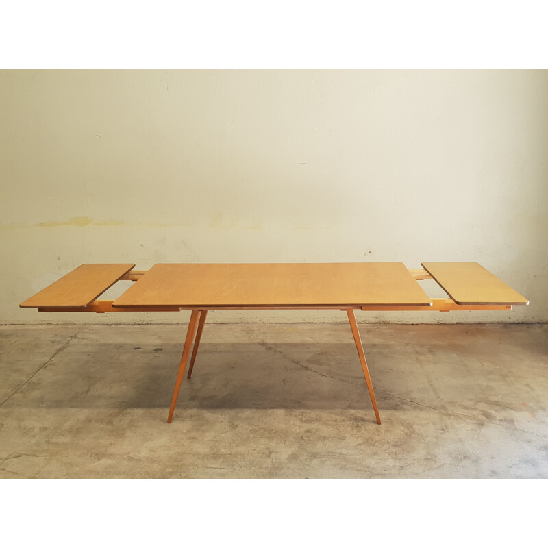 Vintage table in birch wood by André Sornay 