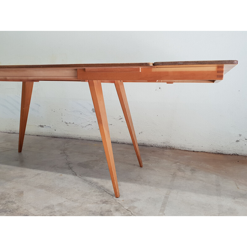 Vintage table in birch wood by André Sornay 