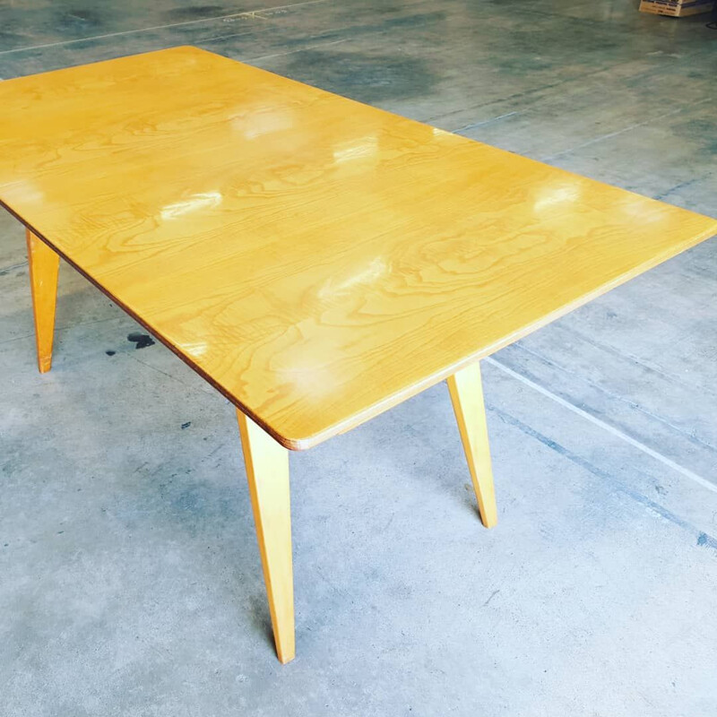 Vintage table in birch wood by André Sornay 