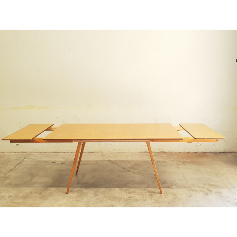 Vintage table in birch wood by André Sornay 