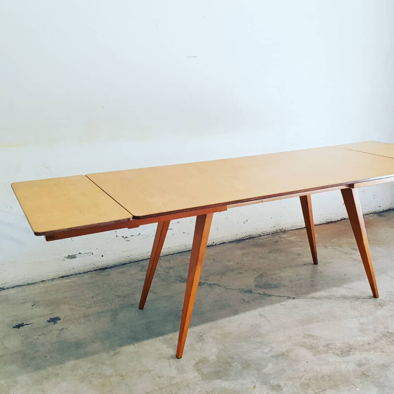 Vintage table in birch wood by André Sornay 