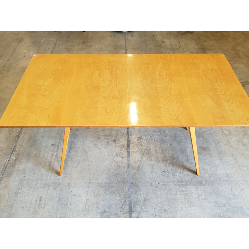 Vintage table in birch wood by André Sornay 