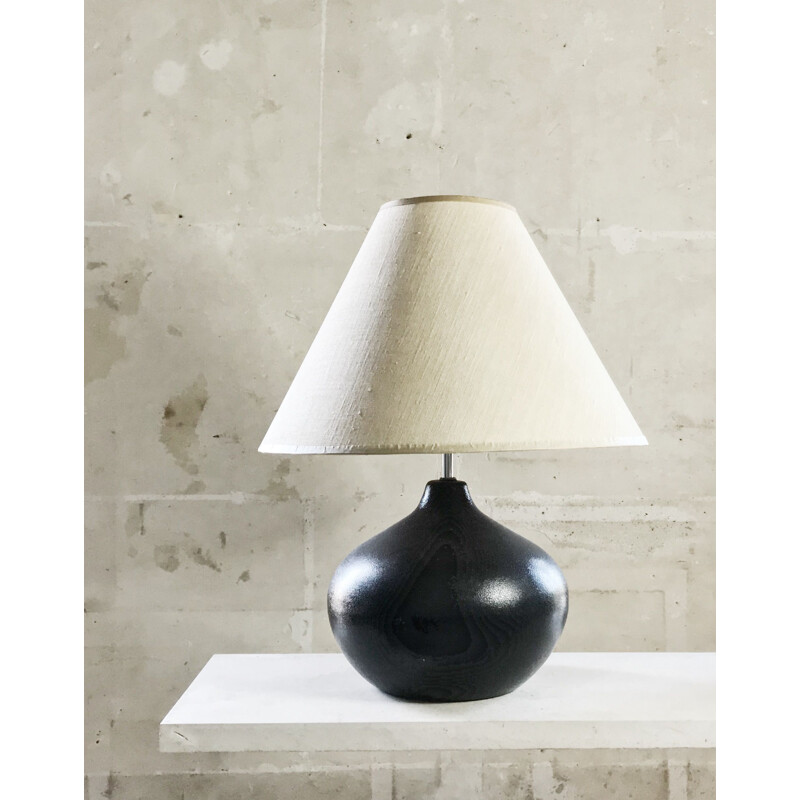 Vintage american black & white lamp in ceramic