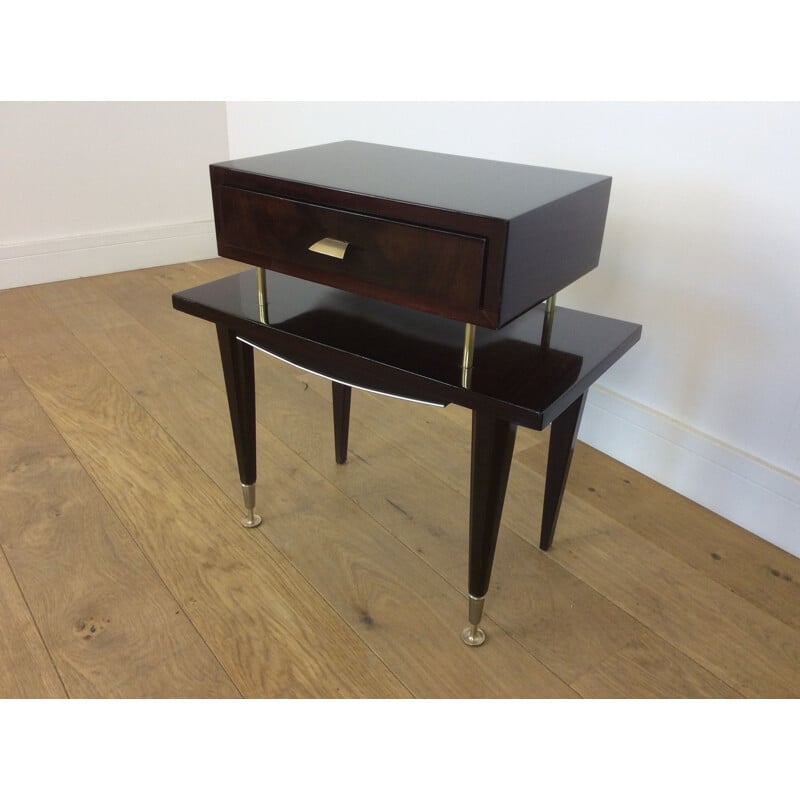 Set of 2 vintage Italian black bedside tables