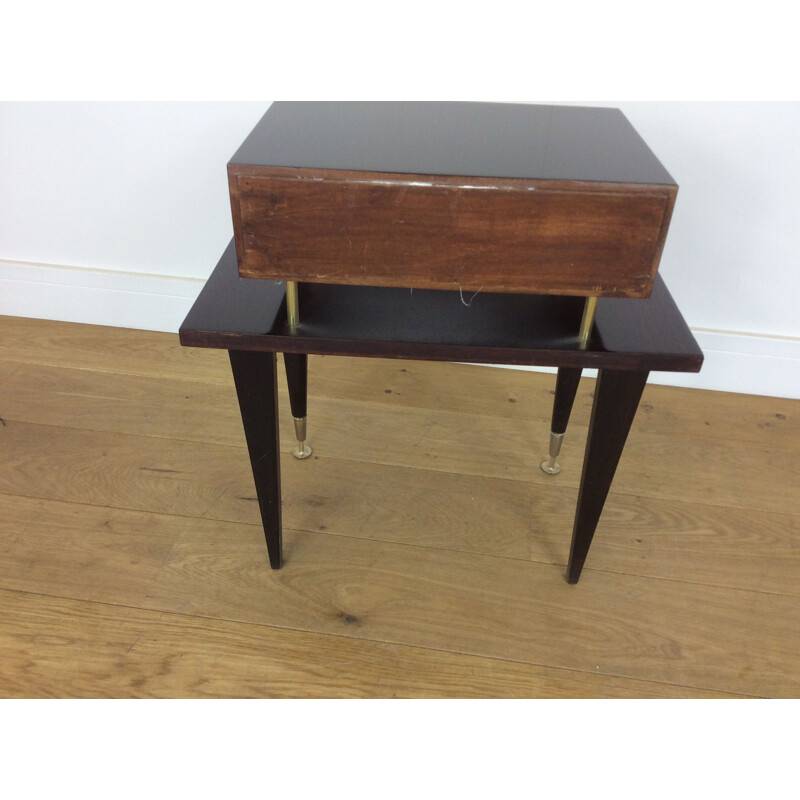 Suite de 2 tables de chevets vintage noires italiennes