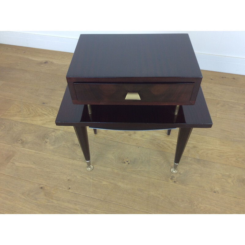 Set of 2 vintage Italian black bedside tables