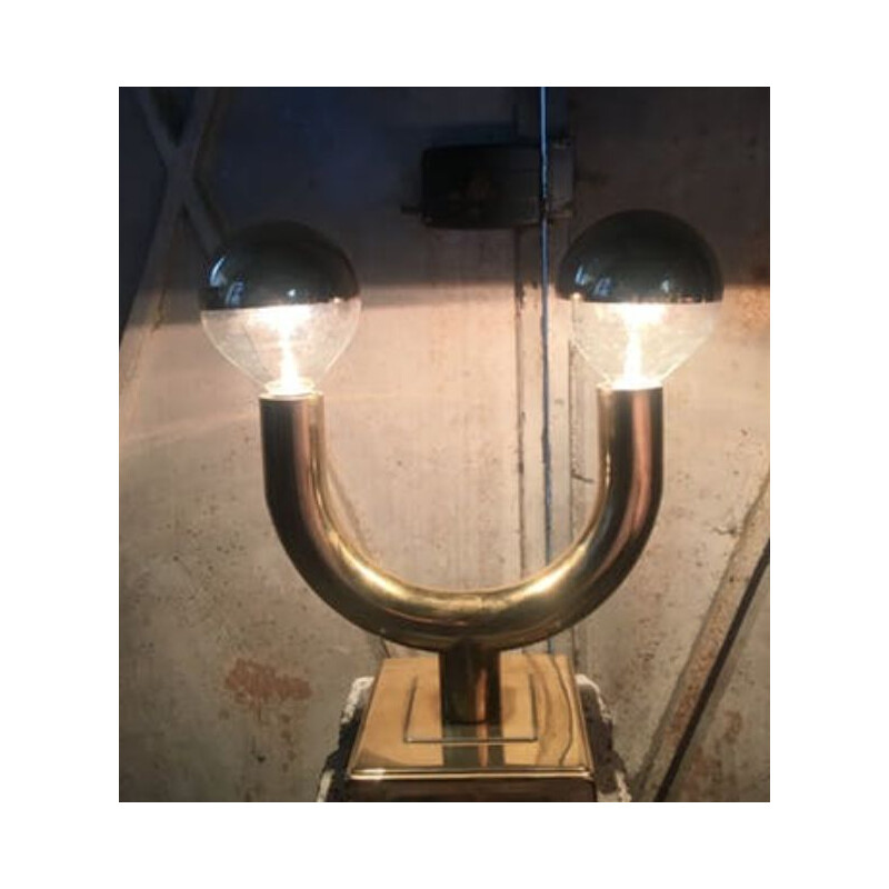 Set of 2 vintage lamps in golden metal
