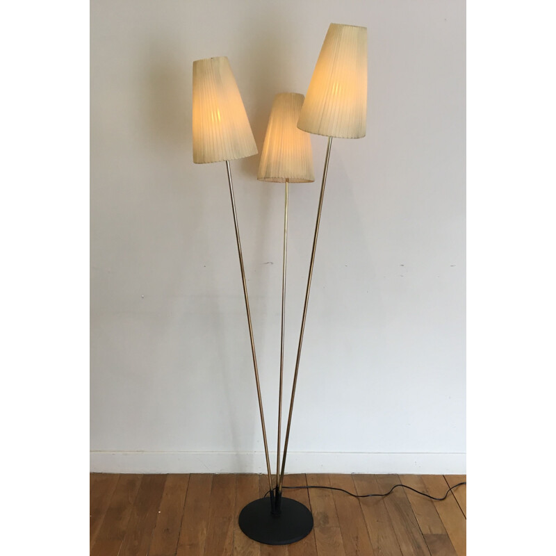 Vintage tripod floor lamp in brass