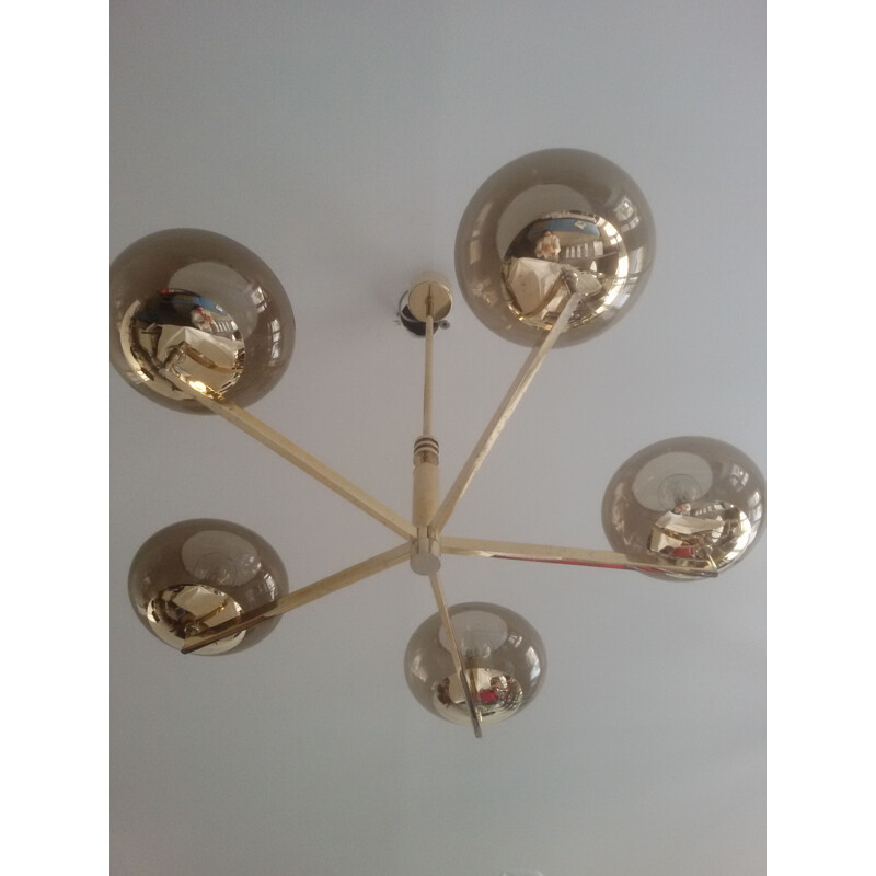 Vintage golden chandelier by Gaetano Sciolari